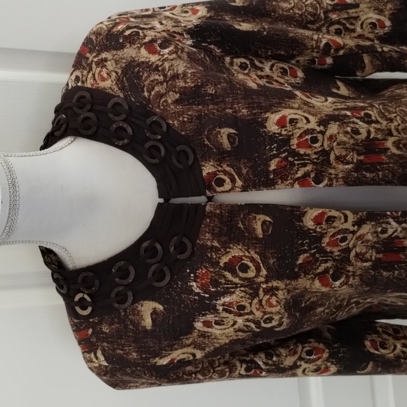 Frenzy by Theresa Renz women's medium open blazer lightweight brown accents - Picture 2 of 11